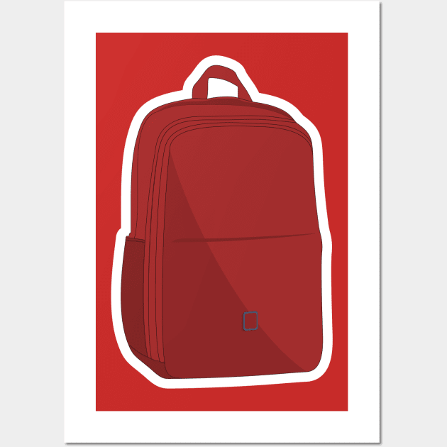 Modern Universal School Backpack Sticker vector illustration. Education and traveling object icon concept. School backpack for student vector sticker design with shadow. Wall Art by AlviStudio